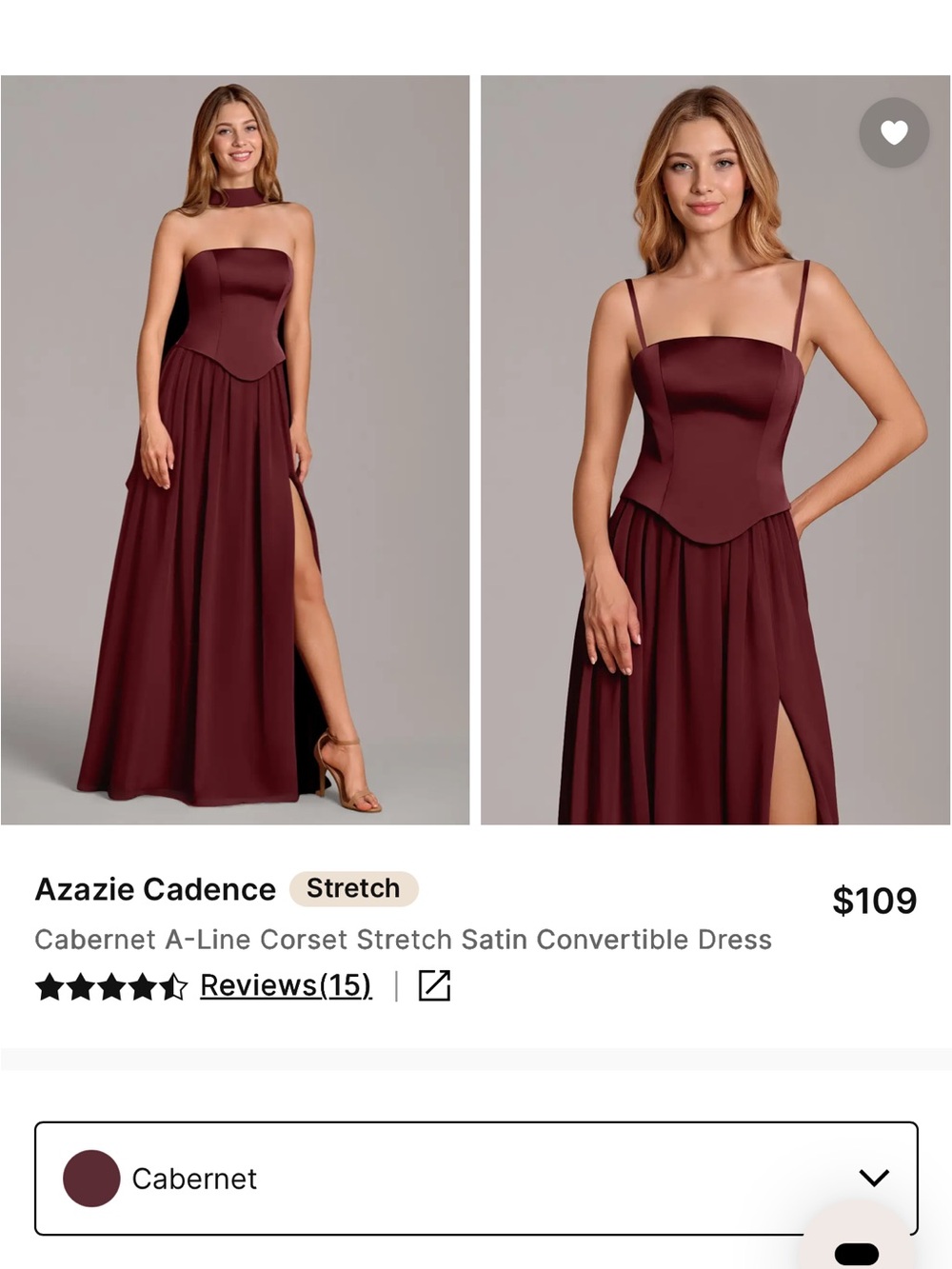 Azazie Cabernet Convertible Corset A-Line Maxi Dress (Cabernet)